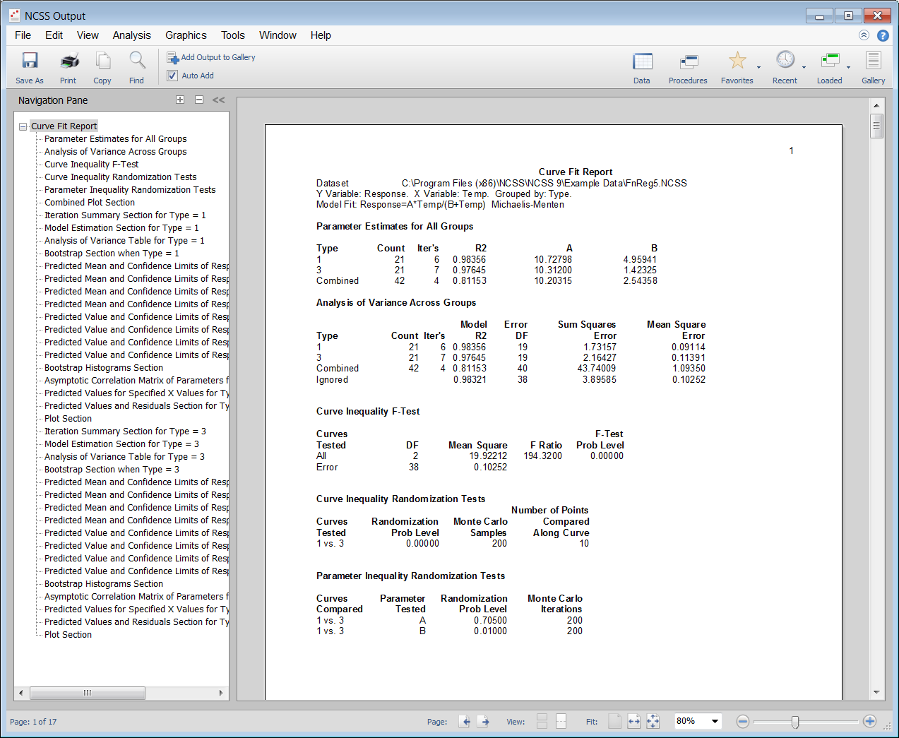 Curve-Fitting Output Window Curve-Fitting Output Window