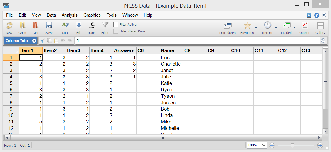 Item Analysis - Sample Data