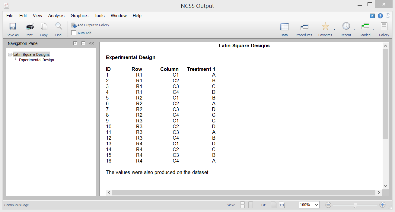 Latin Square Designs - Sample Output Latin Square Designs - Sample Output